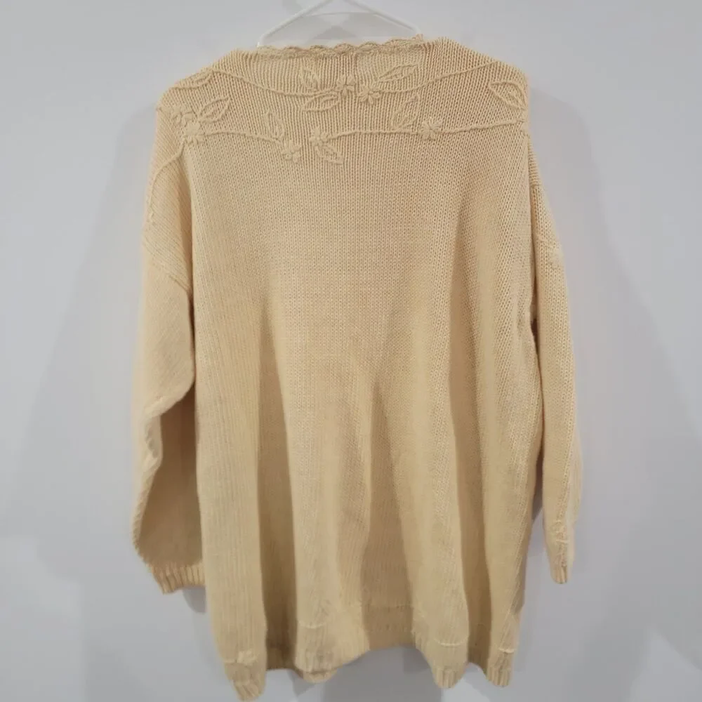 Vintage Moda International Womens Sweater Size 2X Neutral Floral Granny‎ Boho